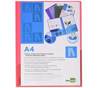 Liderpapel 927847 Pochette Polypropylène Double Kangourou A4 400 Microns Porte-documents 210x297mm Rouge