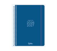 Liderpapel Agenda scolaire 2026-2027 à spirale basique A5 bilingue 70 g papier FSC (bleu, jour par page)