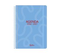 Liderpapel Agenda scolaire 2026-2027 à spirale classique format A5 bilingue 70 g papier FSC Bleu