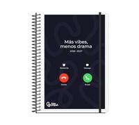 Liderpapel Agenda scolaire 2026-2027 à spirale personnalisable A5 bilingue 70 g papier FSC. Format A5 Vue hebdomadaire