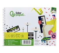 Liderpapel Bloc de musique Pentagramme 3 mm Format paysage 20 feuilles 100 g/m²
