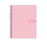Liderpapel Cahier à spirale A4 avec couverture micro-artisanale lignée 120h 90g boîte 5 mm 5 bandes 4 couleurs rose