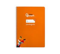 Liderpapel Cahier à spirale a4 guide couverture souple 80h 75 g tableau ligné 5 mm couleur orange.