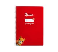 Liderpapel Cahier à spirale a4 guide couverture souple 80h 75 g tableau ligné 5 mm couleur rouge