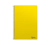 Liderpapel Cahier à spirale A4 Smart couverture souple 80 h 75 g tableau 4 mm avec marge de couleur jaune
