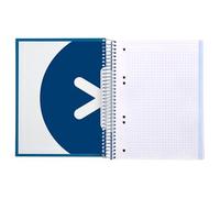 Liderpapel Cahier à spirale A5 micro Antartik couverture doublée 120H 90 g carré 5 bandes 6 trous couleur bleu foncé