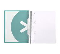 Liderpapel Cahier à spirale A5 micro Antartik couverture doublée 120H 90 g uni 5 bandes 6 trous couleur menthe