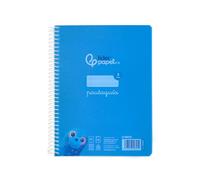 Liderpapel Cahier à spirale DIN A5 avec couverture en plastique 80h 90 g tableau ligné 3 mm avec marge de couleur bleue - Unité