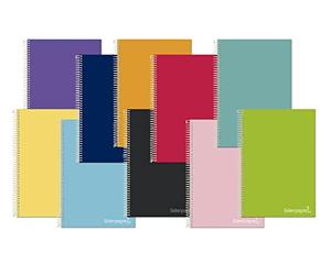 Liderpapel Cahier spirale A4 micro jolly couverture doublée 140 h 75 g tableau 4 mm 5 bandes 4 perceuses couleurs assorties