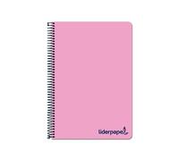 Liderpapel Cahier spirale A4 micro wonder couverture plastique 120 h 90 g tableau 5 mm 5 bandes 4 perceuses couleur rose