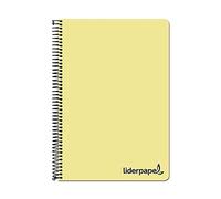 Liderpapel Cahier spirale A4 micro wonder couverture plastique 120 h 90 g tableau 5 mm 5 bandages 4 perceuses couleur jaune
