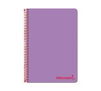 Liderpapel Cahier spirale A4 micro wonder couverture plastique 120 h 90 g tableau 5 mm 5 bandages 4 perceuses couleur lilas