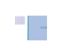 Liderpapel Cahier spirale A5 micro crafty couverture doublée 120 h 90 g tableau 5 mm 5 bandes 6 perceuses couleur bleu