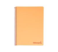 Liderpapel Cahier spirale A5 micro wonder couverture plastique 120 h 90 g tableau 5 mm 5 bandes 6 perceuses couleur orange