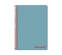Liderpapel Carnet à spirales A4 avec couverture en plastique 120 h 90 g Boîte de 5 mm 5 bandes 4 forets Bleu