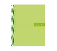 Liderpapel Carnet à spirales A5 avec couverture micro-artisanale lignée 120 h 90 g Boîte de 5 mm 5 bandes 6 forets Vert