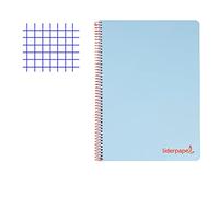 Liderpapel Carnet spiralé A5 micro wonder couverture plastique 120 h 90 g cadre 5 mm 5 bandes 6 trous couleur bleu ciel