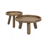 LIDIA - Set de tables basses rondes en bois marron Marron
