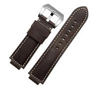 lidianhuan Bracelet montre en cuir véritable imperméable 24×16mm Pour Timex T2N720 T2N721 T2N739 TW2T76300(Brown-silver)