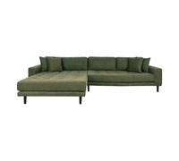 Lido canapé canapé chaise longue tourné vers la gauche 4 coussins vert.