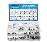 LIDUOLE 26 Valeurs Micro Interrupteur Switch Tactiles Mini Bouton Poussoir | 245 Pièce Momentanés Boutons Poussoirs Electronique Interrupteur Kit 12V 2 3 4 Broches pour Clés de Voiture Télécommandées