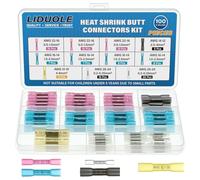 LIDUOLE 5 Types Kit de Connecteur Thermorétractable Cosse Thermoretractable | 0,2MM²-6MM², 5 Tailles AWG Cosses à Sertir: Rouges, Beues, Jaunes, Noir, Blanc, Cuivre étamé, Etanche, pour Auto Moto Bateau