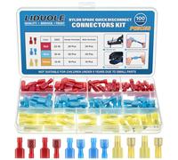 LIDUOLE Kit de Cosse Plate en Nylon 22-10AWG Déconnexion Rapide Connecteurs de Fils Mâles et Femelles Isolé Cosses électriques à Sertir (Paquet de 100Pièces)