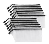 Lidwot Lot de 12 pochettes en plastique transparent avec fermeture éclair pour documents, crayons, fournitures de bureau, factures, dossiers de classement en plastique imperméable, pochette de