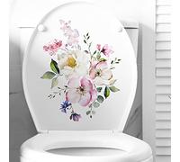 Lidzopas Autocollant pour Abattant de WC, Toilettes Fleurs Décalcomanie Autocollant Motif Fleurs Autocollant mural pour WC Réfrigérateur Meubles, 23,5 x 29 cm