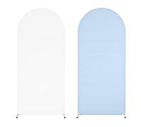 Lidzopas Couvre-Arc de Fond, Housse Ajustable en Spandex Double Face pour Arc de Mariage Rond, Couvre-Arc de Fond pour Cérémonie de Mariage, Anniversaire, Fête, Douche de Bébé Blanc+Bleu 1,2 x 2,2 m
