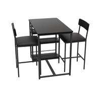 Lidzopas Ensemble table de bar et chaises de rangement à pieds hauts - Table de bar et tabourets pour petit déjeuner, table de bar et tabourets de cuisine, lot de 3, bar à domicile