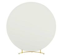 Lidzopas Housse de toile de fond ronde de couleur unie avec fermeture éclair en bas pour fête d'anniversaire, cérémonie, banquet, décoration ivoire, 2,2 m (cercle de 2,2 m de diamètre)
