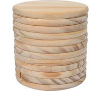 Lidzopas Lot de 10 Dessous de Verre Bois Brut, Dessous de Verre Ronds en Bois Brut - pour Bricolage, Peinture, Pyrogravure