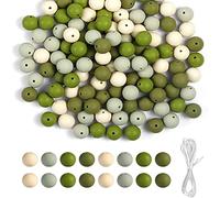 Lidzopas Lot de 120 perles rondes colorées en silicone de 15 mm pour bracelets, colliers, fabrication de bijoux, loisirs créatifs, vert