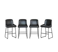 Lidzopas Lot de 4 tabourets de bar industriels modernes en cuir synthétique - Hauteur du siège, sans accoudoirs, dossier et repose-pieds, ergonomique rembourré - Cadre en métal robuste - Pièces de
