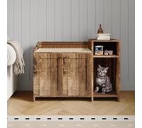 Lidzopas Meuble de litière caché pour chat, meuble à litière d'intérieur en bois avec rangement, maison pour animaux de compagnie, style table d'extrémité, convient aux grandes litières, toilettes