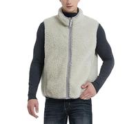 Liebeimmier Gilet thermique pour homme avec col montant et fermeture éclair intégrale en polaire imitation peau de mouton, blanc, M