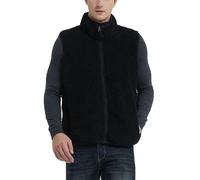 Liebeimmier Gilet thermique pour homme avec col montant et fermeture éclair intégrale en polaire imitation peau de mouton, Noir , M