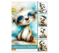 Liebenswerte Faultiere. Verträumte Illustrationen in zarten Farben (Wandkalender 2026 DIN A4 hoch), CALVENDO Monatskalender: Mit süßen Faultieren durch die bunten Jahreszeiten