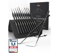 LIEBERGE Lot de 10 pinceaux de peinture acrylique de qualité supérieure - 10 pinceaux extra fins pour une précision maximale - Pinceaux acryliques, pinceaux aquarelle, modélisme (10)