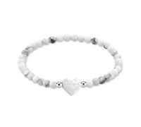 LIEBESKIND BERLIN Broken Heart Beads Bracelet élégant en acier inoxydable poli Blanc Avec cordon de serrage réglable jusqu'à 17 cm Imperméable et doux pour la peau
