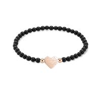 LIEBESKIND BERLIN Broken Heart Beads Bracelet élégant en acier inoxydable poli Noir Avec cordon de serrage réglable jusqu'à 17 cm Imperméable et doux pour la peau
