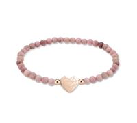 LIEBESKIND BERLIN Broken Heart Beads Bracelet élégant en acier inoxydable poli Rose Avec cordon de serrage réglable jusqu'à 17 cm Imperméable et doux pour la peau