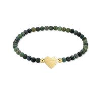 LIEBESKIND BERLIN Broken Heart Beads Bracelet élégant en acier inoxydable poli Vert Avec cordon de serrage réglable jusqu'à 17 cm Imperméable et doux pour la peau