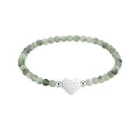 LIEBESKIND BERLIN Broken Heart Beads Bracelet élégant en acier inoxydable poli Vert clair Avec cordon de serrage réglable jusqu'à 17 cm Imperméable et doux pour la peau