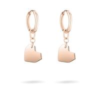 Liebeskind Berlin Créoles en acier inoxydable 2,6 cm avec pendentif en forme de cœur, 3,0 cm, Acier inoxydable, Pas de gemme