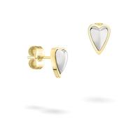 LIEBESKIND BERLIN Metal Heart boucle d'oreille - clous d'oreilles en acier inoxydable - Bicolor argent/IP or - 0,9 cm - Steckverschluss - wasserfest & hautfreundlich