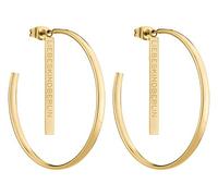 Liebeskind Berlin Pour Femmes Créoles - Basic En Acier Inoxydable Boucles D'Oreilles Avec Logotag Pour Ein- Et Aushängen - In Argent, Or, Or Rose & Noir - Größen M Et L - Simple Créoles Für Jeden Tag
