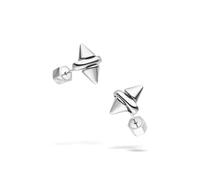 LIEBESKIND BERLIN Spikes Boucles d'oreilles en acier inoxydable Argenté 1 cm Fermoir à clip Imperméable et doux pour la peau