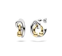 LIEBESKIND BERLIN Urban Chic Boucles d'oreilles en acier inoxydable Bicolore Argent/Or IP 2,4 cm Fermeture à clip Imperméable & doux pour la peau